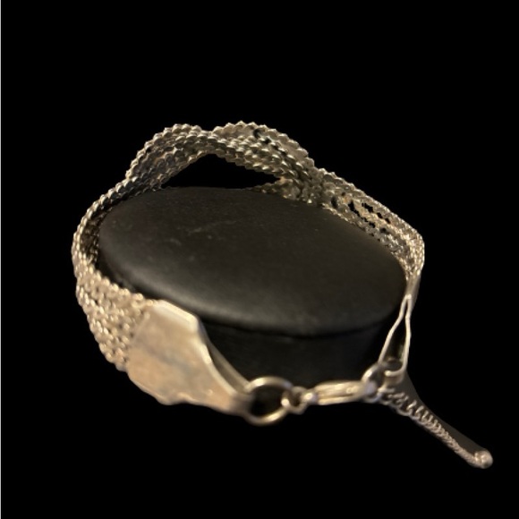 Mexican Silver Braided Knot Bracelet 7” Vintage Preloved - Picture 6 of 10